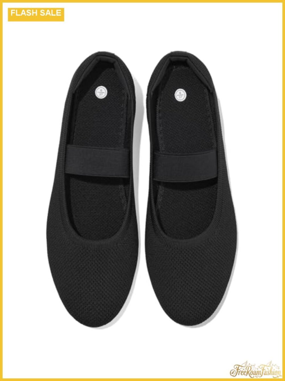 Women's Knit Ballet Mary Jane Flats with Elastic Strap